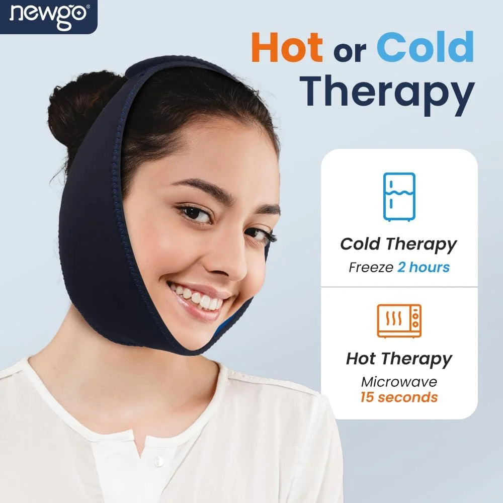 Jaw Ice Pack, Face Ice Pack for Wisdom Teeth, Jaw Ice Wrap with 4 Reusable Hot Cold Therapy Gel Packs for Facial & Oral Surgery, TMJ, Head and Chin Pain Relief, Dental Implant