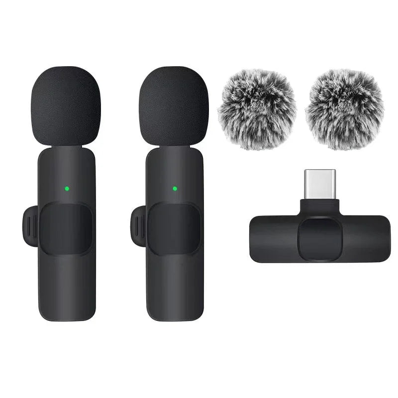 Lavalier Microphone Wireless Audio Recording Mini Replaceable Windproof Wool Microphone for Mobile Phones Shoot Vlog Youtube