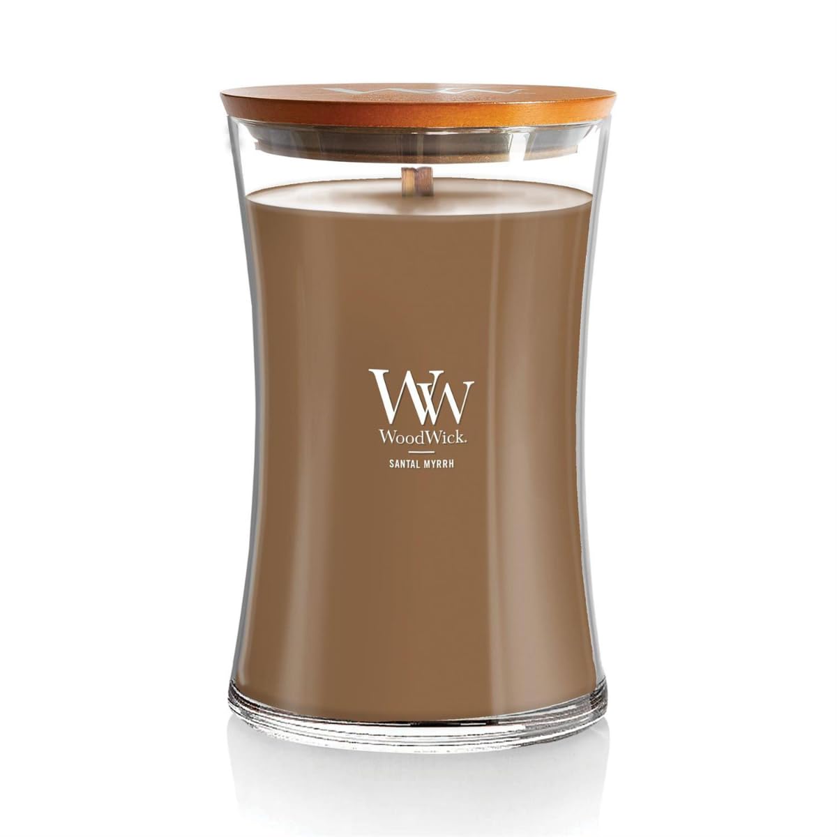 WoodWick Hourglass Scented Candle, Wood Smoke, 21.5 oz., Large, Up to 130 Hours of Burn Time, Fall Candle with Crackling Wick, Soy Wax Blend, Halloween Candle