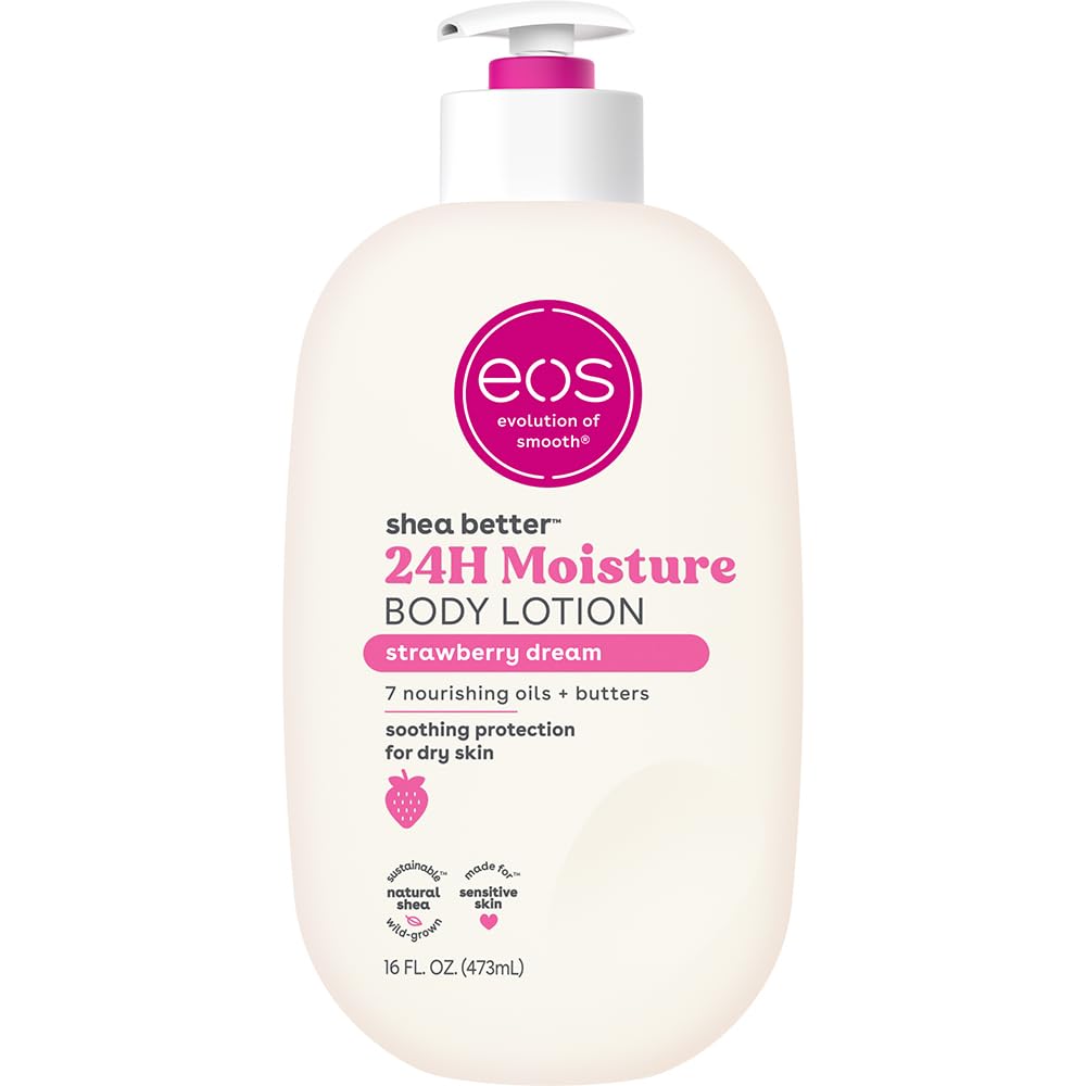 eos Shea Better Body Lotion- Vanilla Cashmere, 24-Hour Moisture Skin Care, Lightweight & Non-Greasy, Made with Natural Shea, Vegan, 16 fl oz