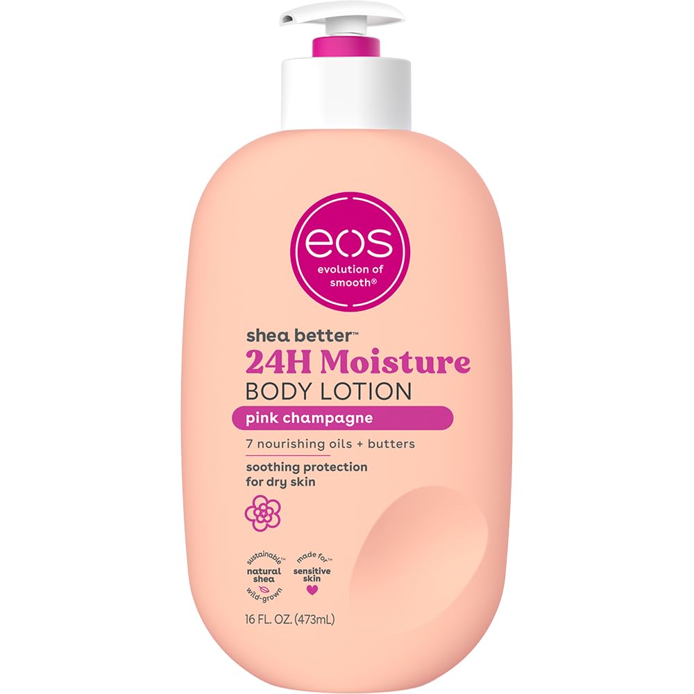 eos Shea Better Body Lotion- Vanilla Cashmere, 24-Hour Moisture Skin Care, Lightweight & Non-Greasy, Made with Natural Shea, Vegan, 16 fl oz