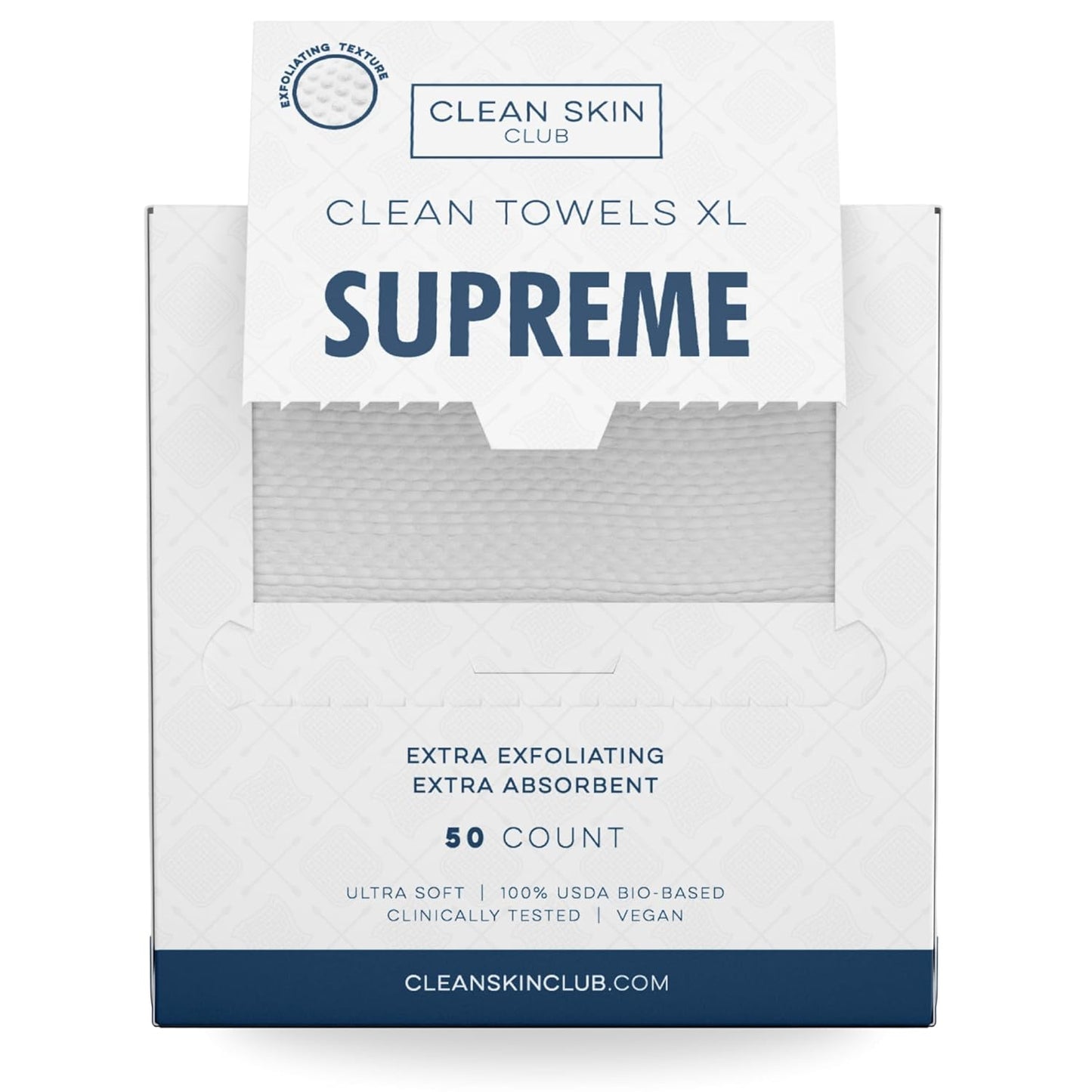 Clean Skin Club Clean Towels XL™, 100% USDA Biobased Face Towel, Disposable Face Towelette, Eczema Association Accepted, Makeup Remover Dry Wipes, Ultra Soft, 100 Ct, 2 Pack