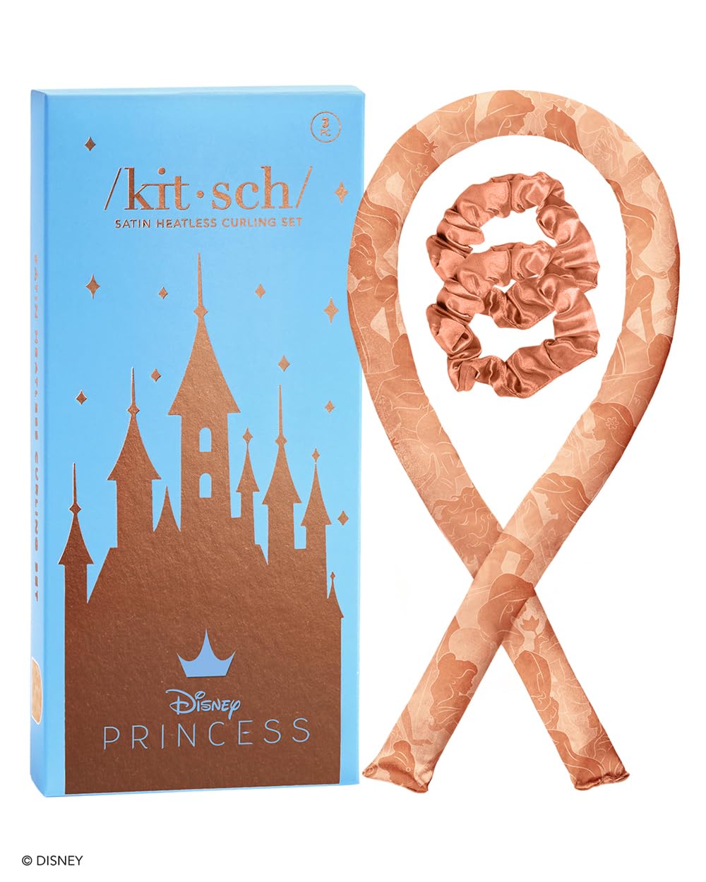 Kitsch Satin Heatless Hair Curler Set - Heatless Curls Overnight, Hair Rollers for Soft Curls & Frizz-Free Styling, No Heat Curlers To Sleep in, Curling Rod Headband with 2 Scrunchies - Sunset Tie Dye
