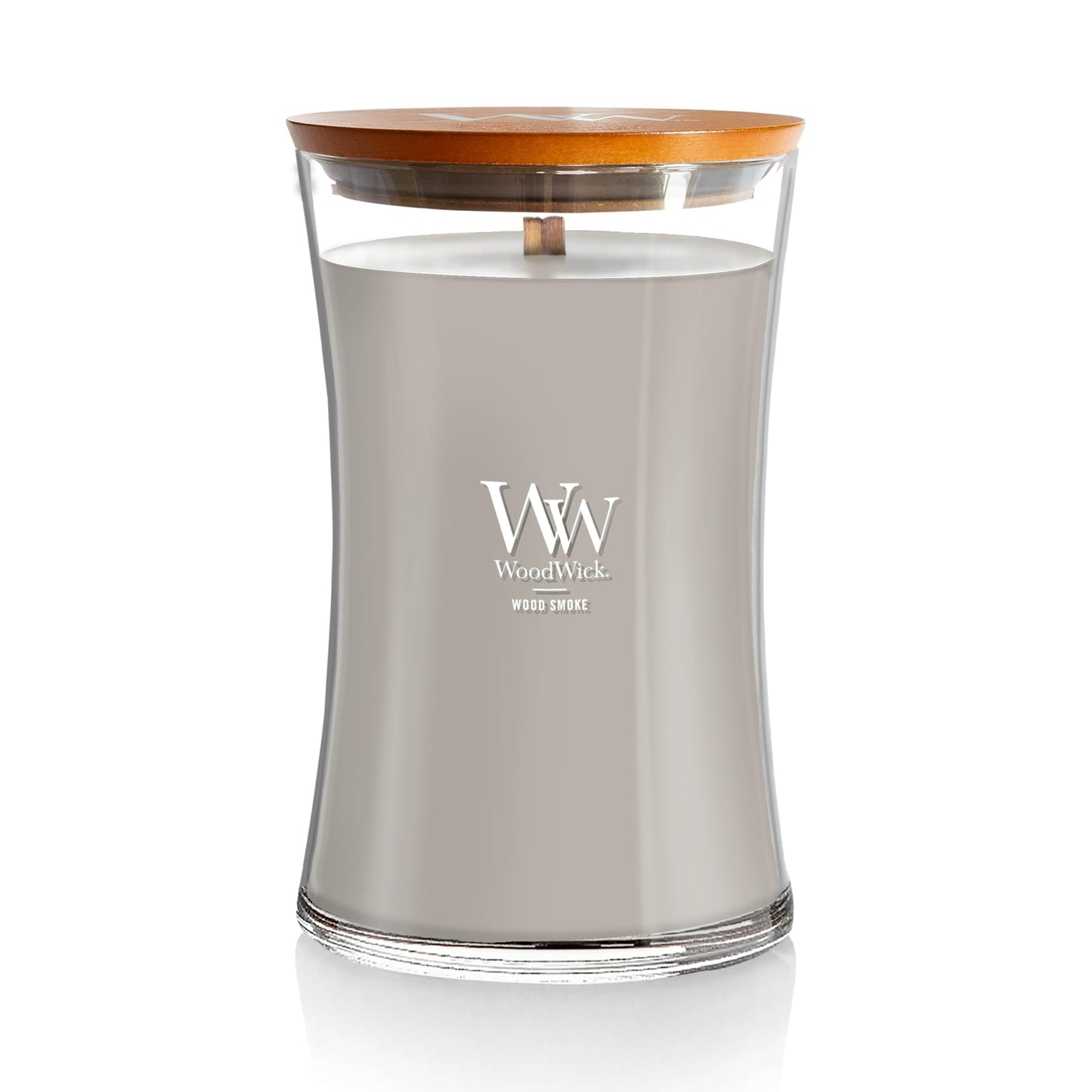 WoodWick Hourglass Scented Candle, Wood Smoke, 21.5 oz., Large, Up to 130 Hours of Burn Time, Fall Candle with Crackling Wick, Soy Wax Blend, Halloween Candle