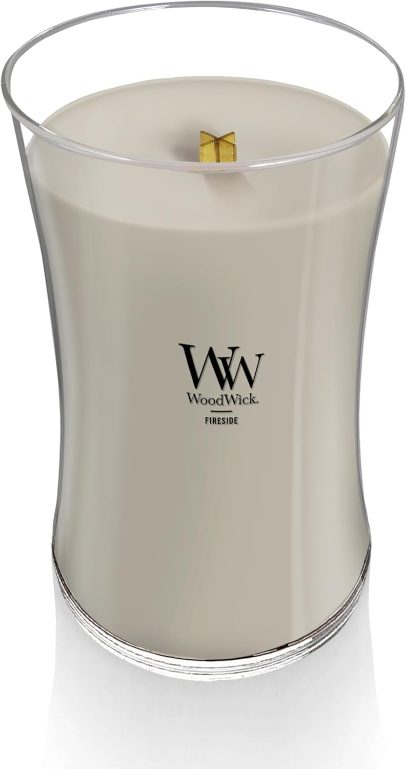 WoodWick Large Hourglass Fireside Candle, Premium Soy Blend Wax, Crackles as it burns, Perfect for Gifting, 21oz