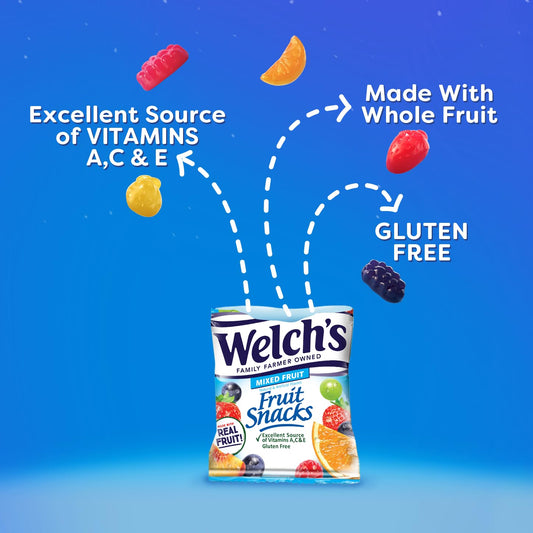 Welch's Fruit Snacks, Mixed Fruit, Individual Single Serve Bags, 0.8 oz (Pack of 40)