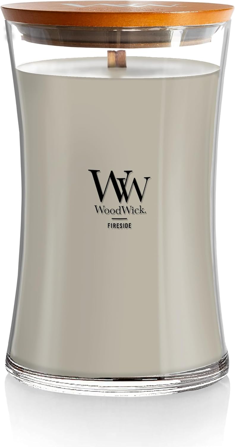 WoodWick Large Hourglass Fireside Candle, Premium Soy Blend Wax, Crackles as it burns, Perfect for Gifting, 21oz