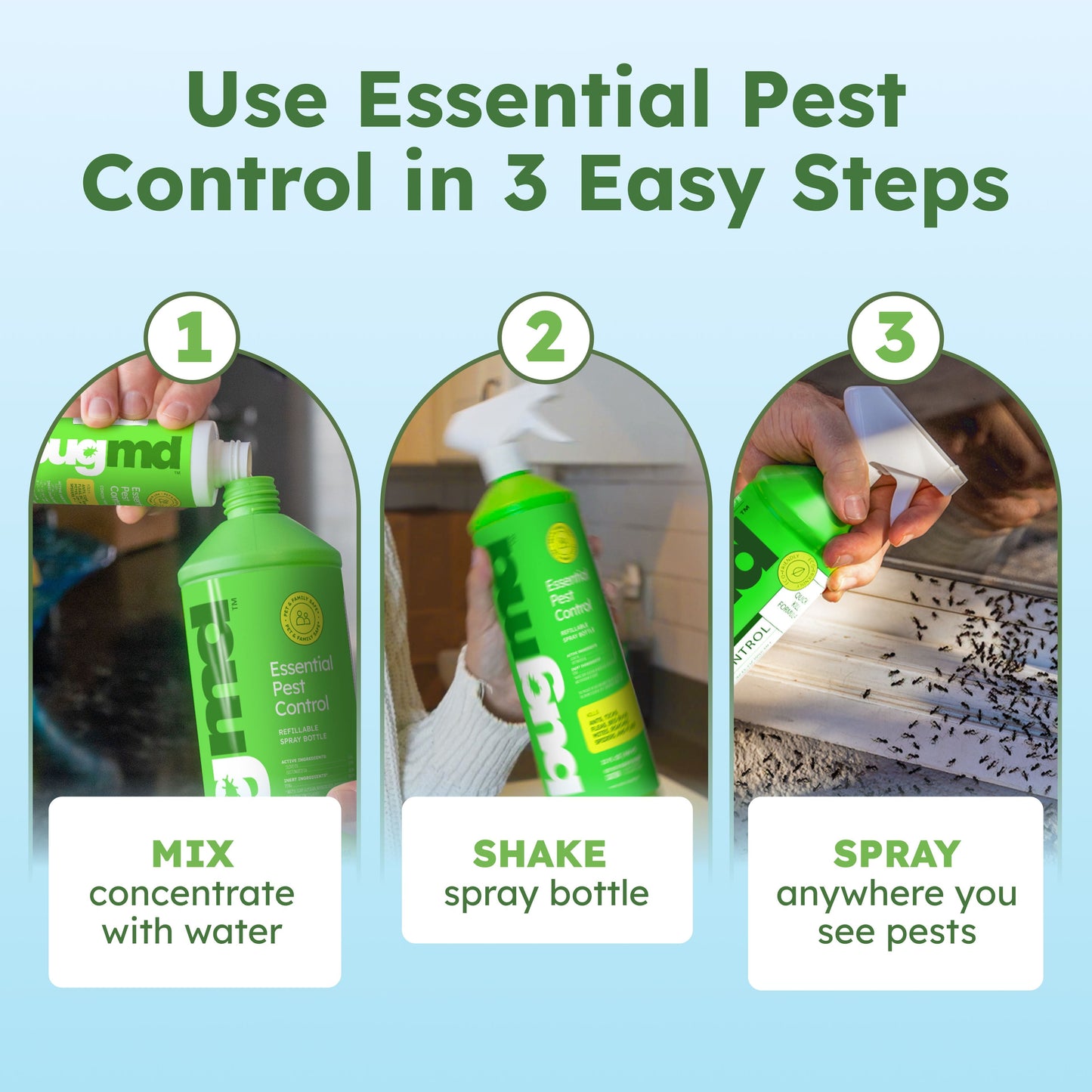 Pest Control Essential Oil Concentrate (3.7 Oz, 2 Pack) - Plant Powered Bug Spray Quick Kills Flies, Ants, Roaches, Mosquitoes, and More