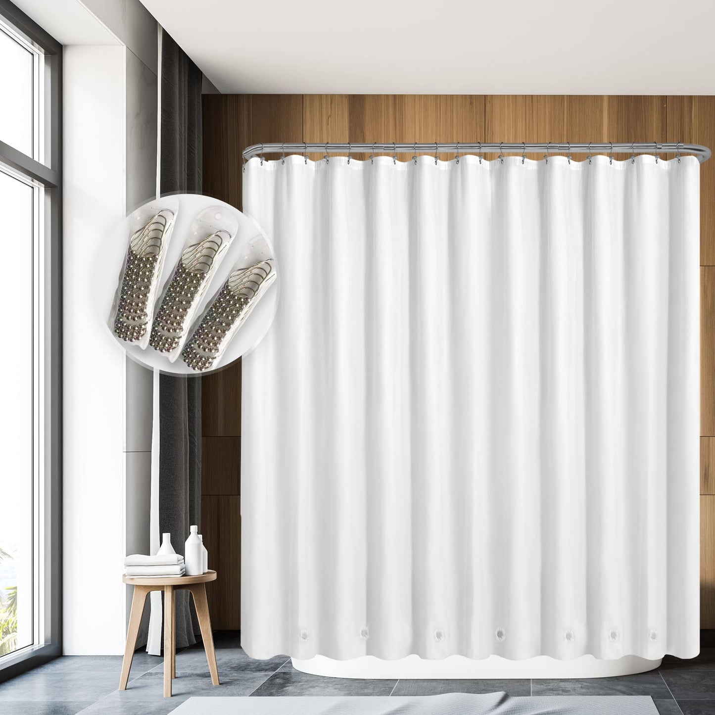 Barossa Design Plastic Shower Liner Clear - Premium PEVA Shower Curtain Liner with Rustproof Grommets and 3 Magnets, Waterproof Cute Lightweight Standard Size Bathroom Curtains - Clear