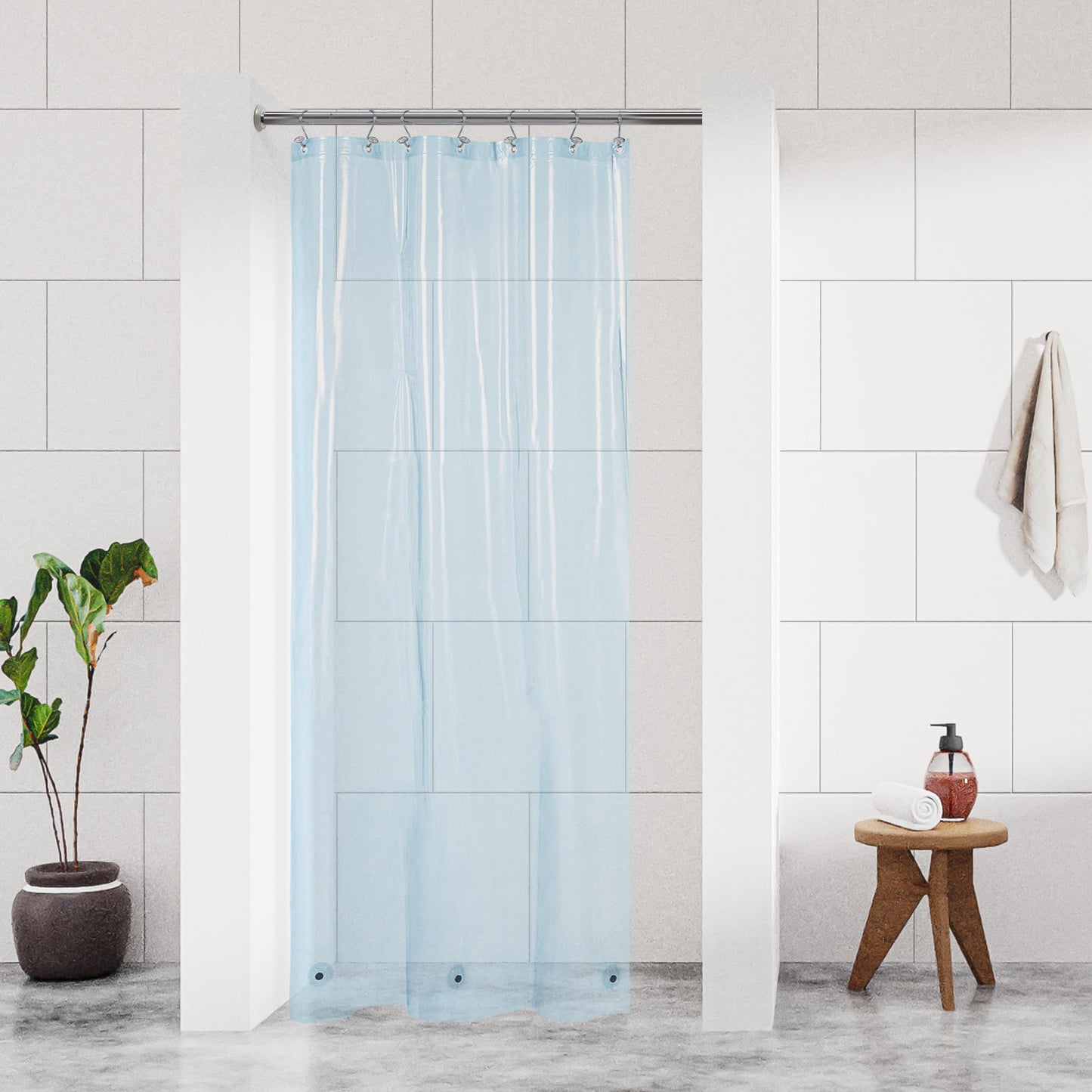 Barossa Design Plastic Shower Liner Clear - Premium PEVA Shower Curtain Liner with Rustproof Grommets and 3 Magnets, Waterproof Cute Lightweight Standard Size Bathroom Curtains - Clear