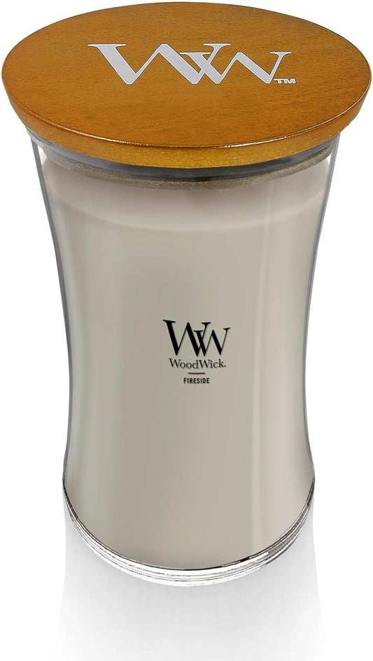 WoodWick Large Hourglass Fireside Candle, Premium Soy Blend Wax, Crackles as it burns, Perfect for Gifting, 21oz