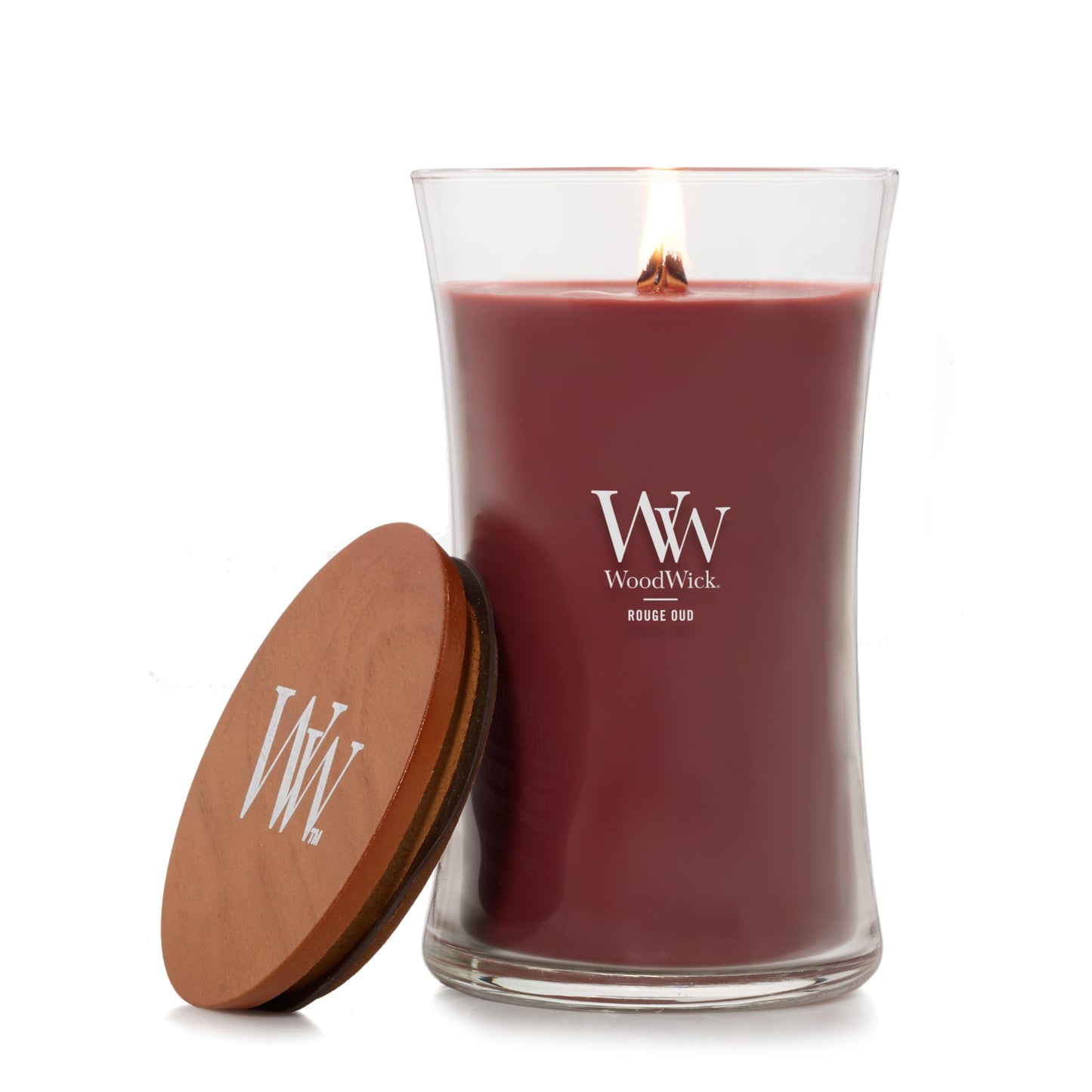 WoodWick Hourglass Scented Candle, Wood Smoke, 21.5 oz., Large, Up to 130 Hours of Burn Time, Fall Candle with Crackling Wick, Soy Wax Blend, Halloween Candle
