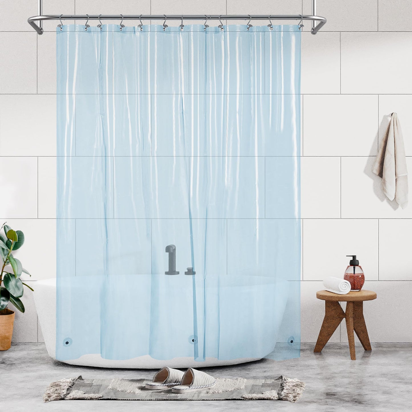 Barossa Design Plastic Shower Liner Clear - Premium PEVA Shower Curtain Liner with Rustproof Grommets and 3 Magnets, Waterproof Cute Lightweight Standard Size Bathroom Curtains - Clear