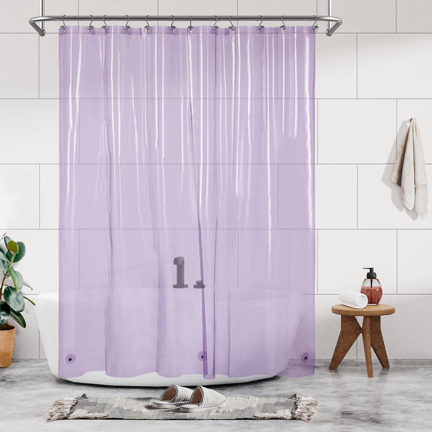 Barossa Design Plastic Shower Liner Clear - Premium PEVA Shower Curtain Liner with Rustproof Grommets and 3 Magnets, Waterproof Cute Lightweight Standard Size Bathroom Curtains - Clear