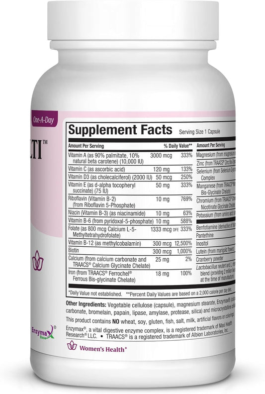 Maxi Health Women's Daily Multivitamin Biotin, Vitamins A B C D E, Calcium, Zinc, Lutein, Magnesium, Folate and More. Supports Gut Health for Women. Natural, Non-GMO, Gluten Free & Dairy Free Kosher