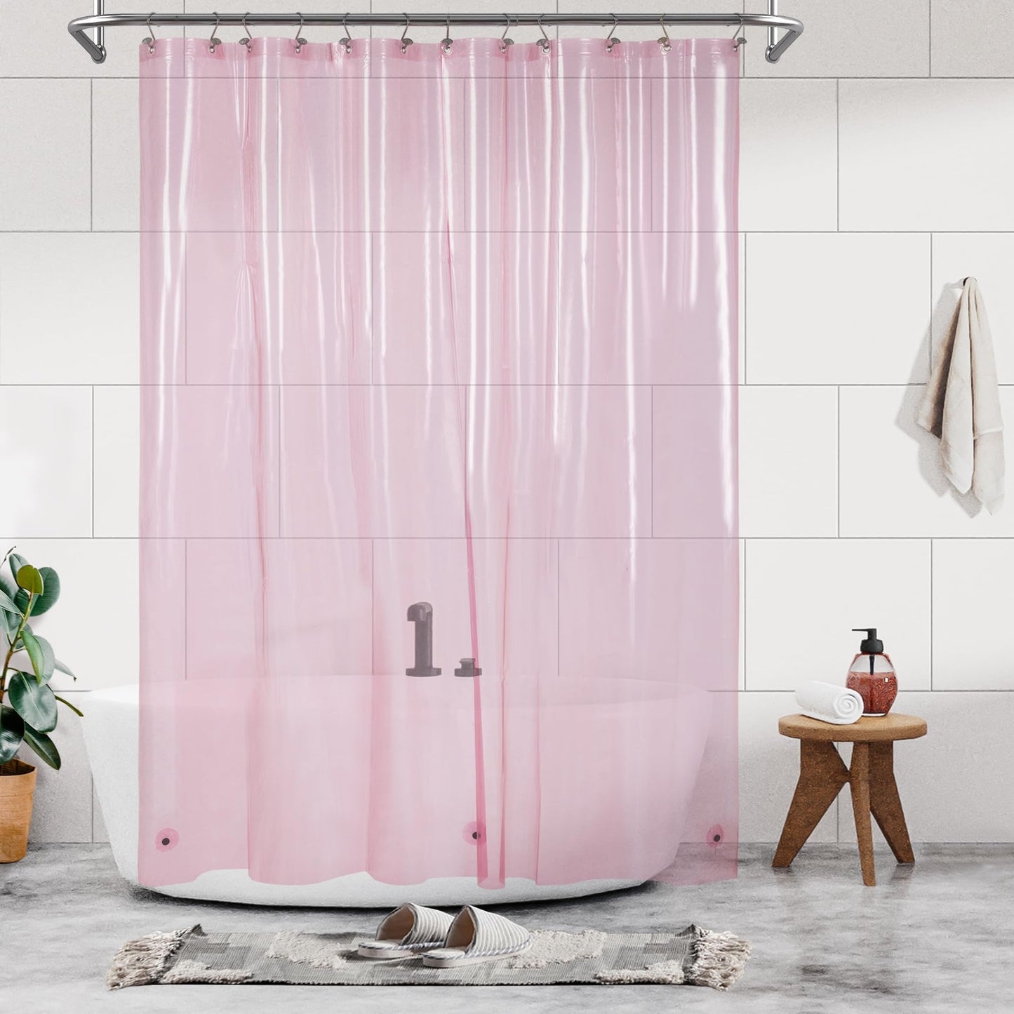 Barossa Design Plastic Shower Liner Clear - Premium PEVA Shower Curtain Liner with Rustproof Grommets and 3 Magnets, Waterproof Cute Lightweight Standard Size Bathroom Curtains - Clear