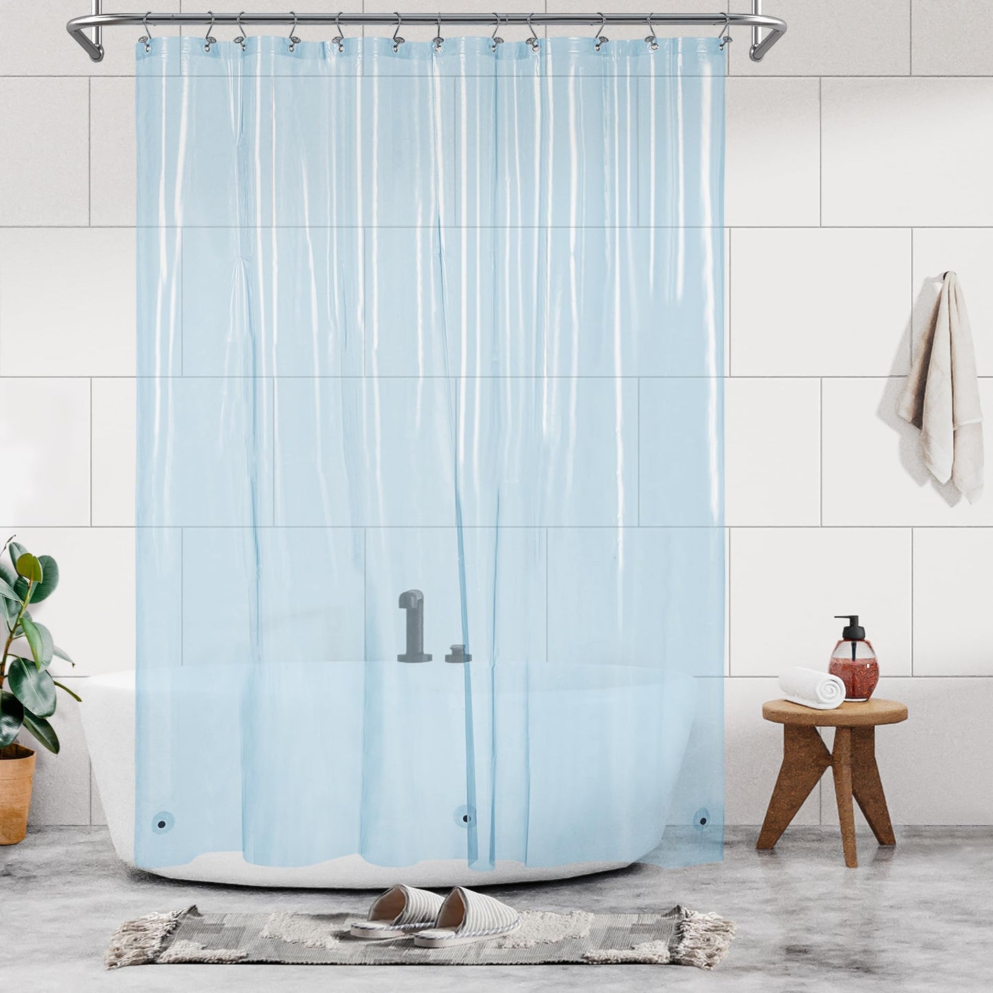 Barossa Design Plastic Shower Liner Clear - Premium PEVA Shower Curtain Liner with Rustproof Grommets and 3 Magnets, Waterproof Cute Lightweight Standard Size Bathroom Curtains - Clear