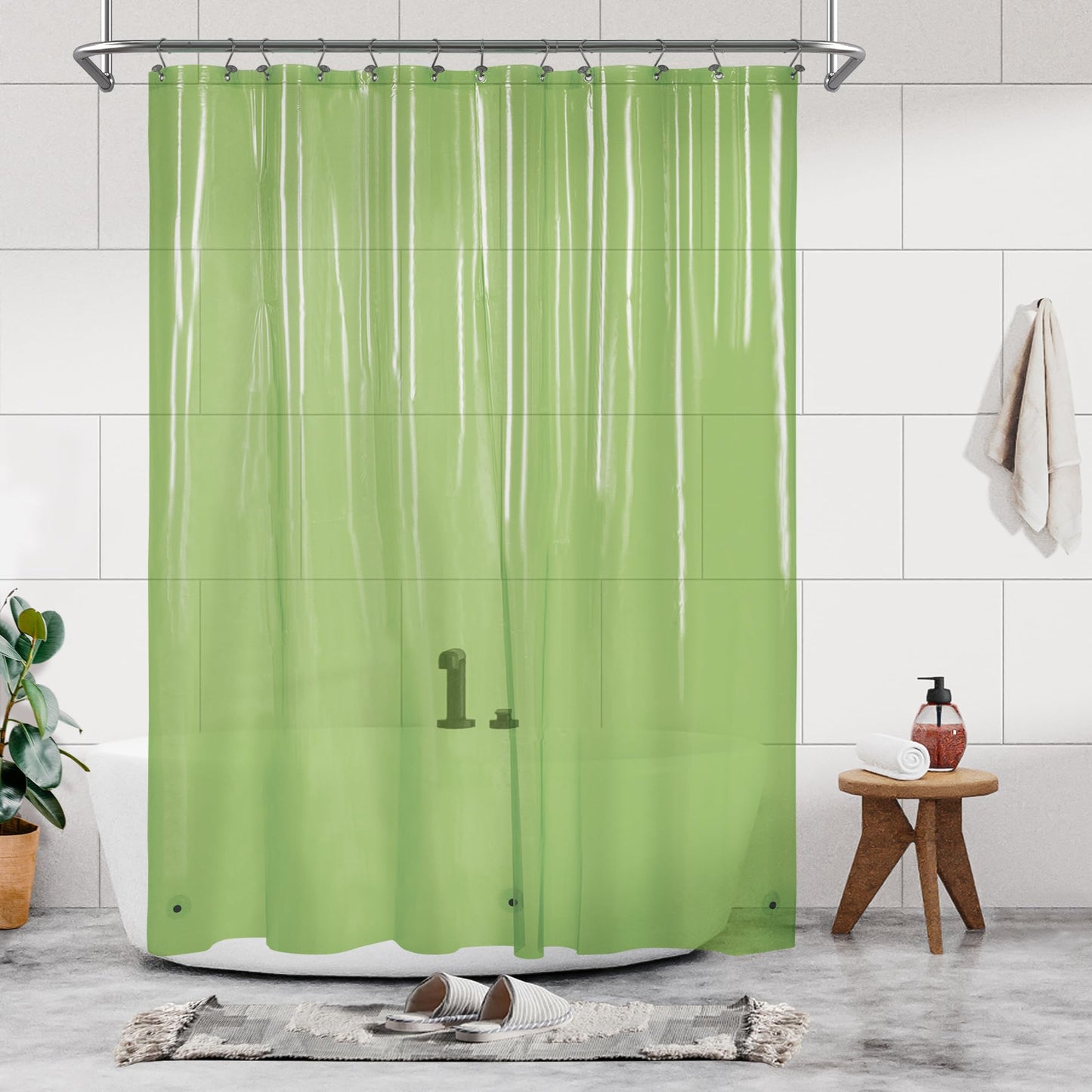 Barossa Design Plastic Shower Liner Clear - Premium PEVA Shower Curtain Liner with Rustproof Grommets and 3 Magnets, Waterproof Cute Lightweight Standard Size Bathroom Curtains - Clear