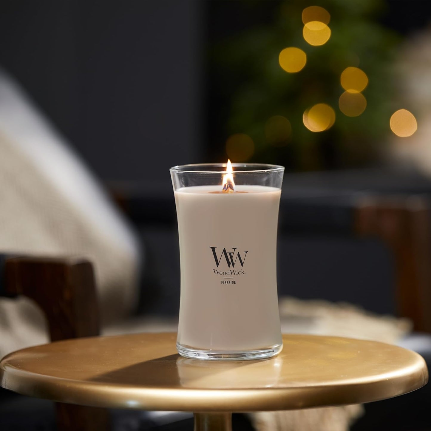 WoodWick Large Hourglass Fireside Candle, Premium Soy Blend Wax, Crackles as it burns, Perfect for Gifting, 21oz
