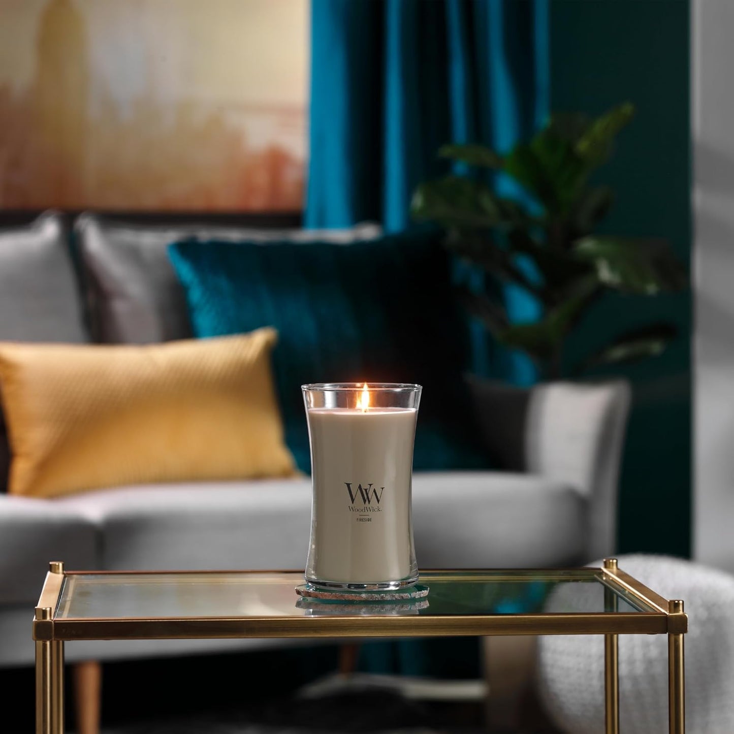 WoodWick Large Hourglass Fireside Candle, Premium Soy Blend Wax, Crackles as it burns, Perfect for Gifting, 21oz