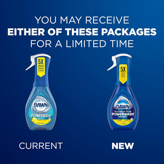 Dawn Powerwash Spray, Dish Soap, Dishwashing Liquid, Cleaning Supplies, Lemon, 1 Starter Kit + 3 Refills, 4 units of 16oz (64oz)