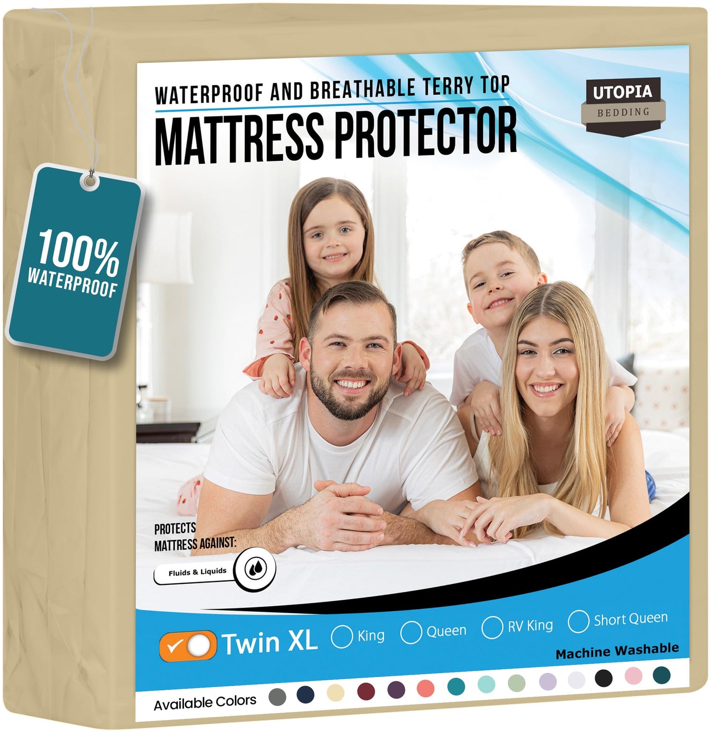 Utopia Bedding Waterproof Mattress Protector Twin Size, Premium Terry Mattress Cover 200 GSM, Breathable, Fitted Style with Stretchable Pockets (White)