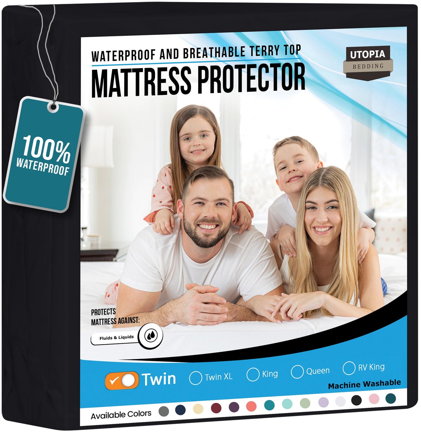 Utopia Bedding Waterproof Mattress Protector Twin Size, Premium Terry Mattress Cover 200 GSM, Breathable, Fitted Style with Stretchable Pockets (White)