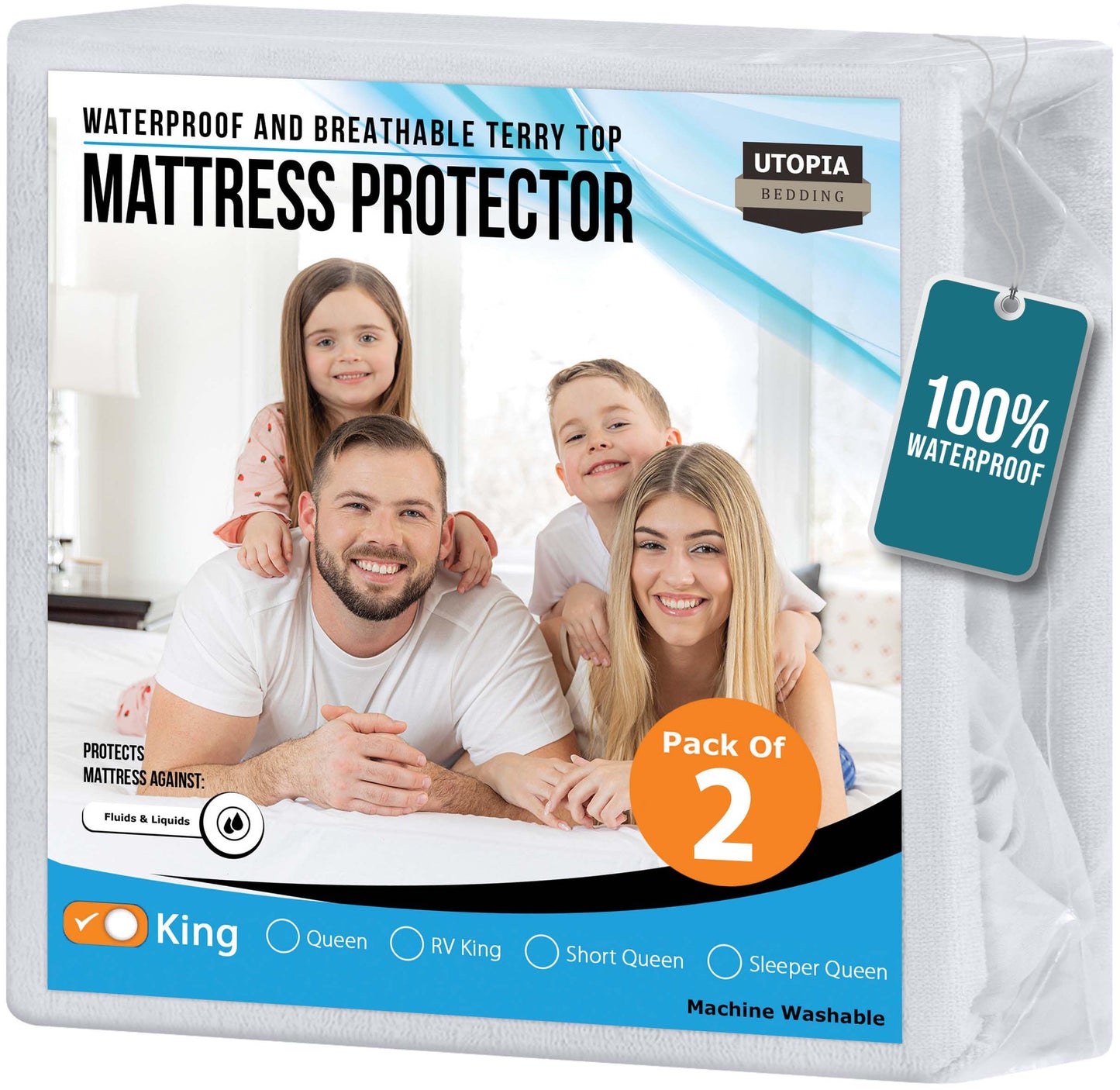 Utopia Bedding Waterproof Mattress Protector Twin Size, Premium Terry Mattress Cover 200 GSM, Breathable, Fitted Style with Stretchable Pockets (White)