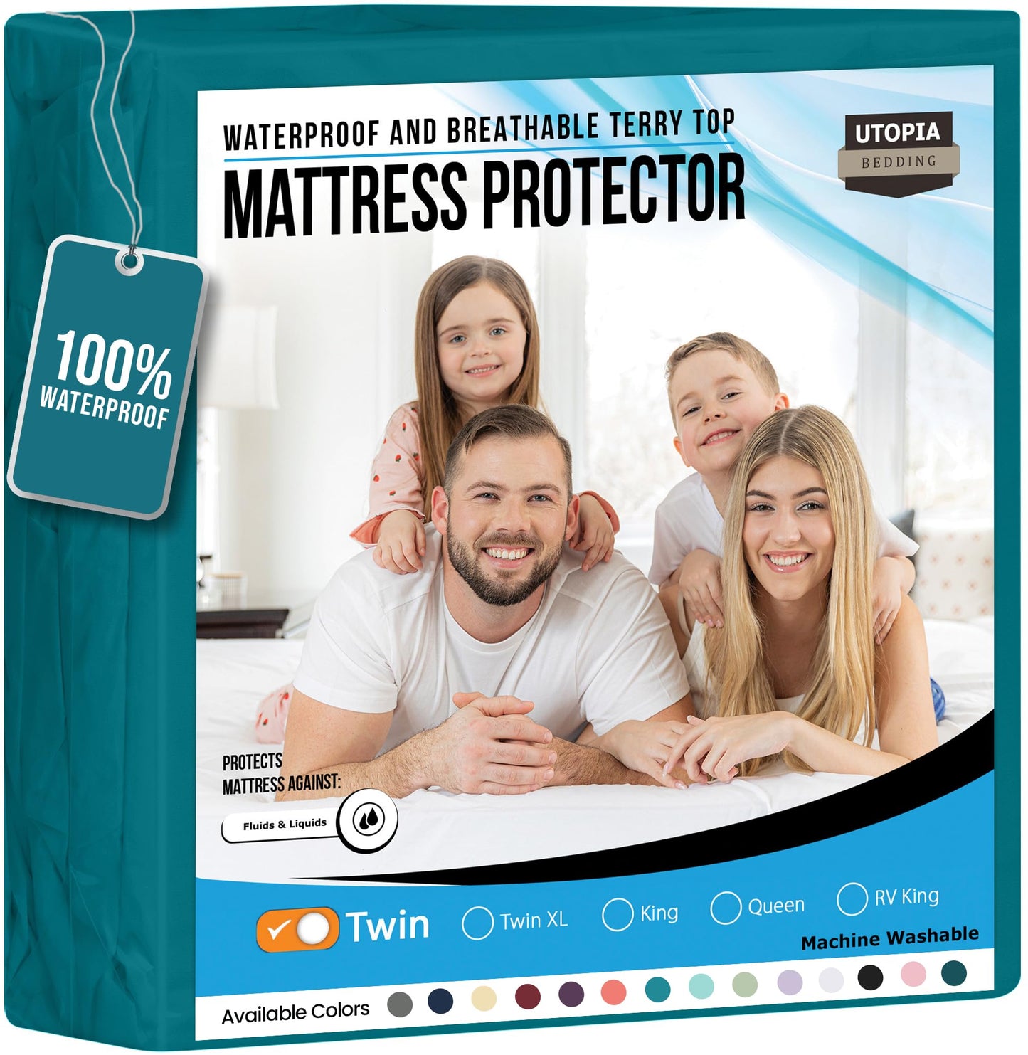 Utopia Bedding Waterproof Mattress Protector Twin Size, Premium Terry Mattress Cover 200 GSM, Breathable, Fitted Style with Stretchable Pockets (White)