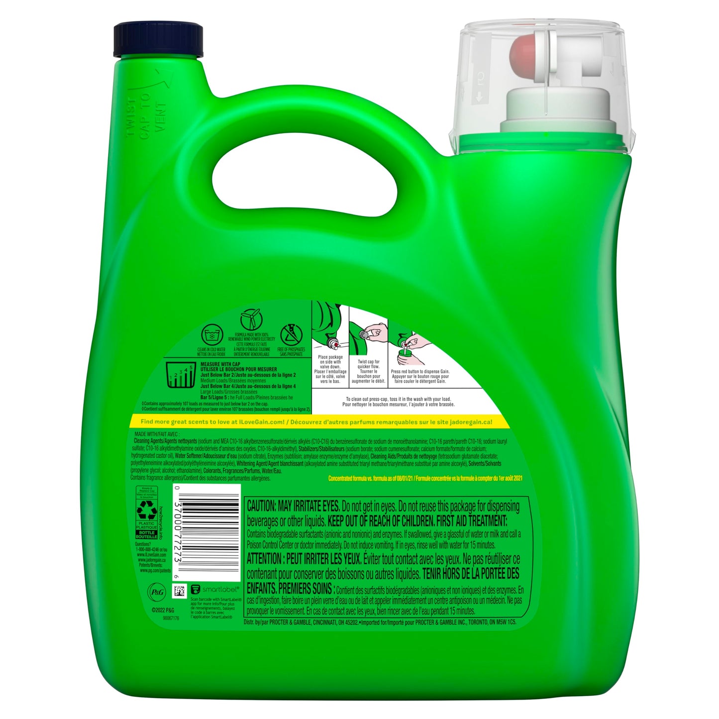 Gain + Aroma Boost Laundry Detergent Liquid, Original Scent, 107 Loads, 154 fl oz, HE Compatible Laundry Soap with Febreze and Oxi, Gain Laundry Detergent, Liquid Laundry Detergent