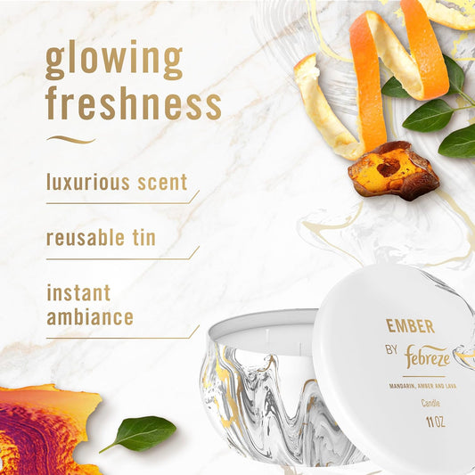 Febreze Scented Candle, Ember Scent, 11 oz 4 Wick Candle, Single Pack