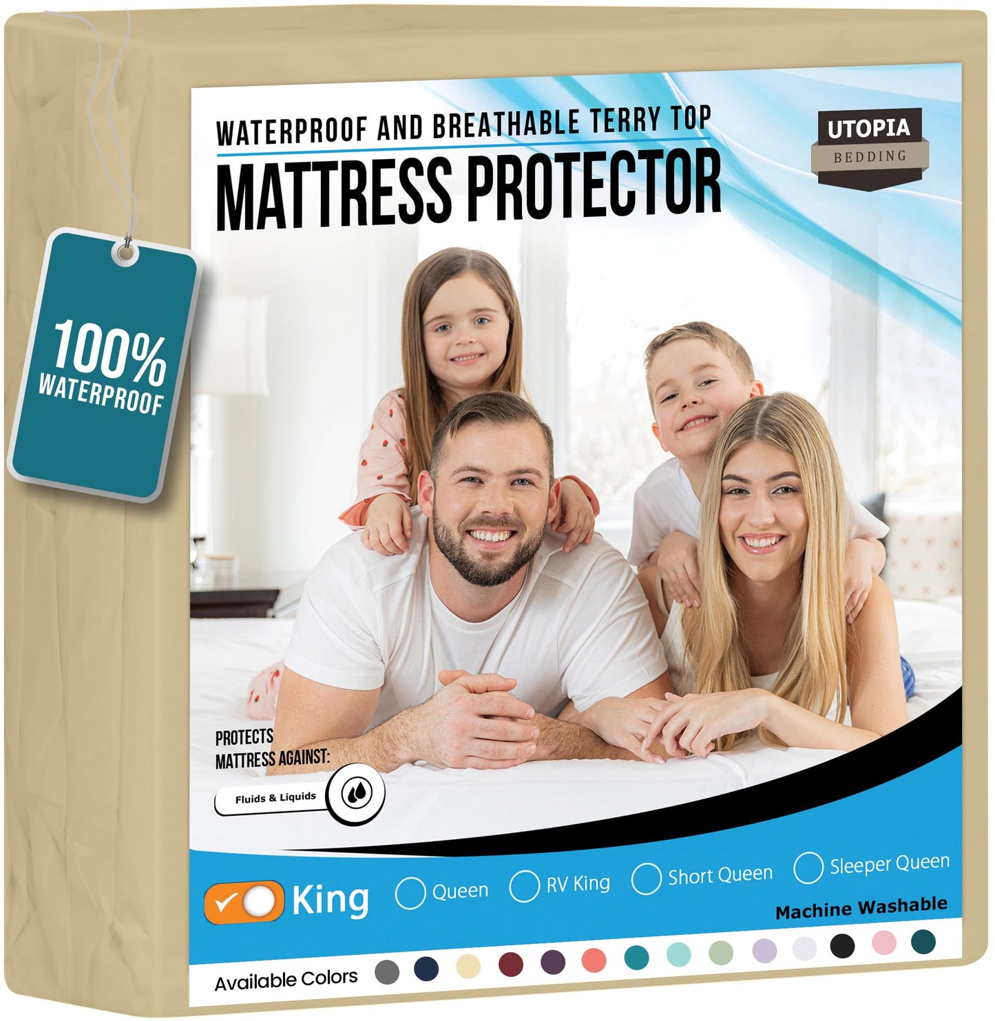 Utopia Bedding Waterproof Mattress Protector Twin Size, Premium Terry Mattress Cover 200 GSM, Breathable, Fitted Style with Stretchable Pockets (White)