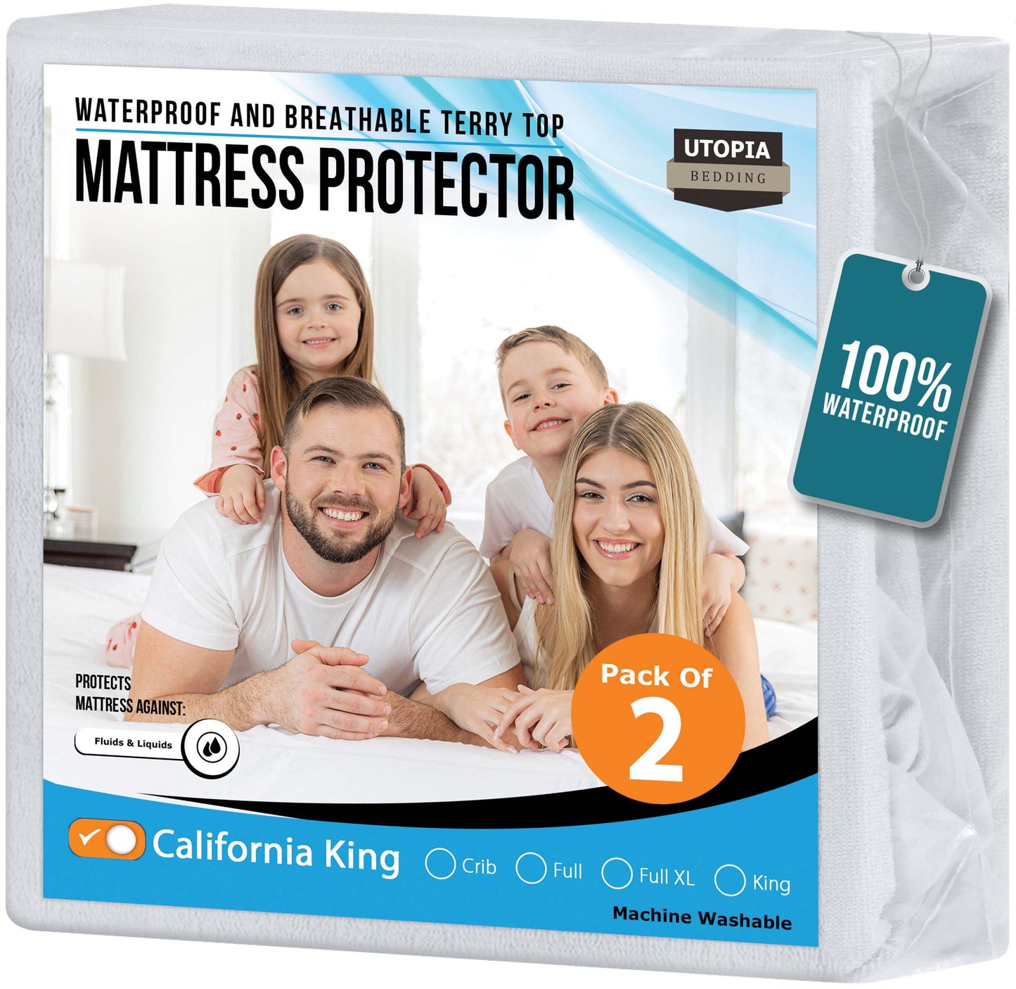Utopia Bedding Waterproof Mattress Protector Twin Size, Premium Terry Mattress Cover 200 GSM, Breathable, Fitted Style with Stretchable Pockets (White)