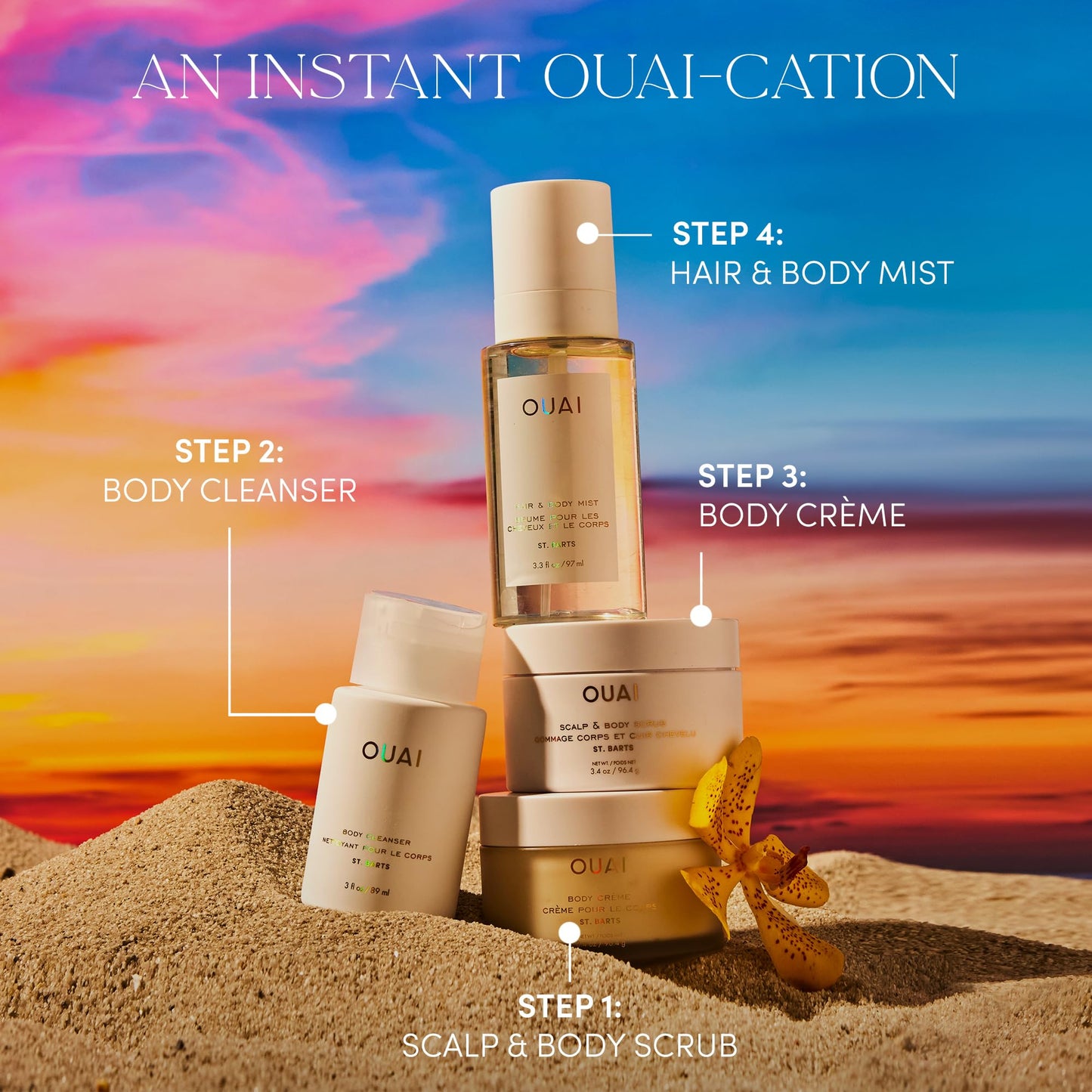 OUAI Body Cream, St. Barts - Hydrating Whipped Body Cream with Cupuaçu Butter, Coconut Oil and Squalane - Softens Skin and Delivers Healthy-Looking Glow - Sulfate-Free Skin Care (7.5 Oz)