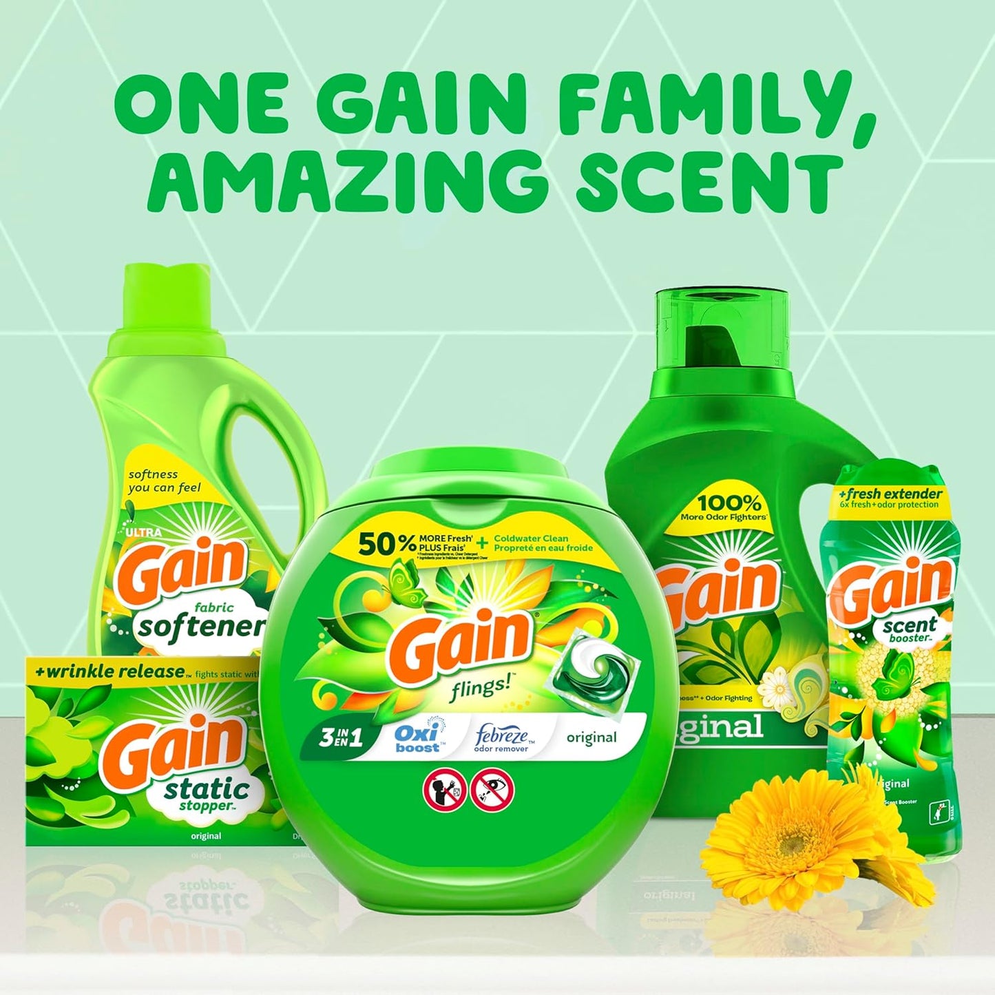 Gain + Aroma Boost Laundry Detergent Liquid, Original Scent, 107 Loads, 154 fl oz, HE Compatible Laundry Soap with Febreze and Oxi, Gain Laundry Detergent, Liquid Laundry Detergent