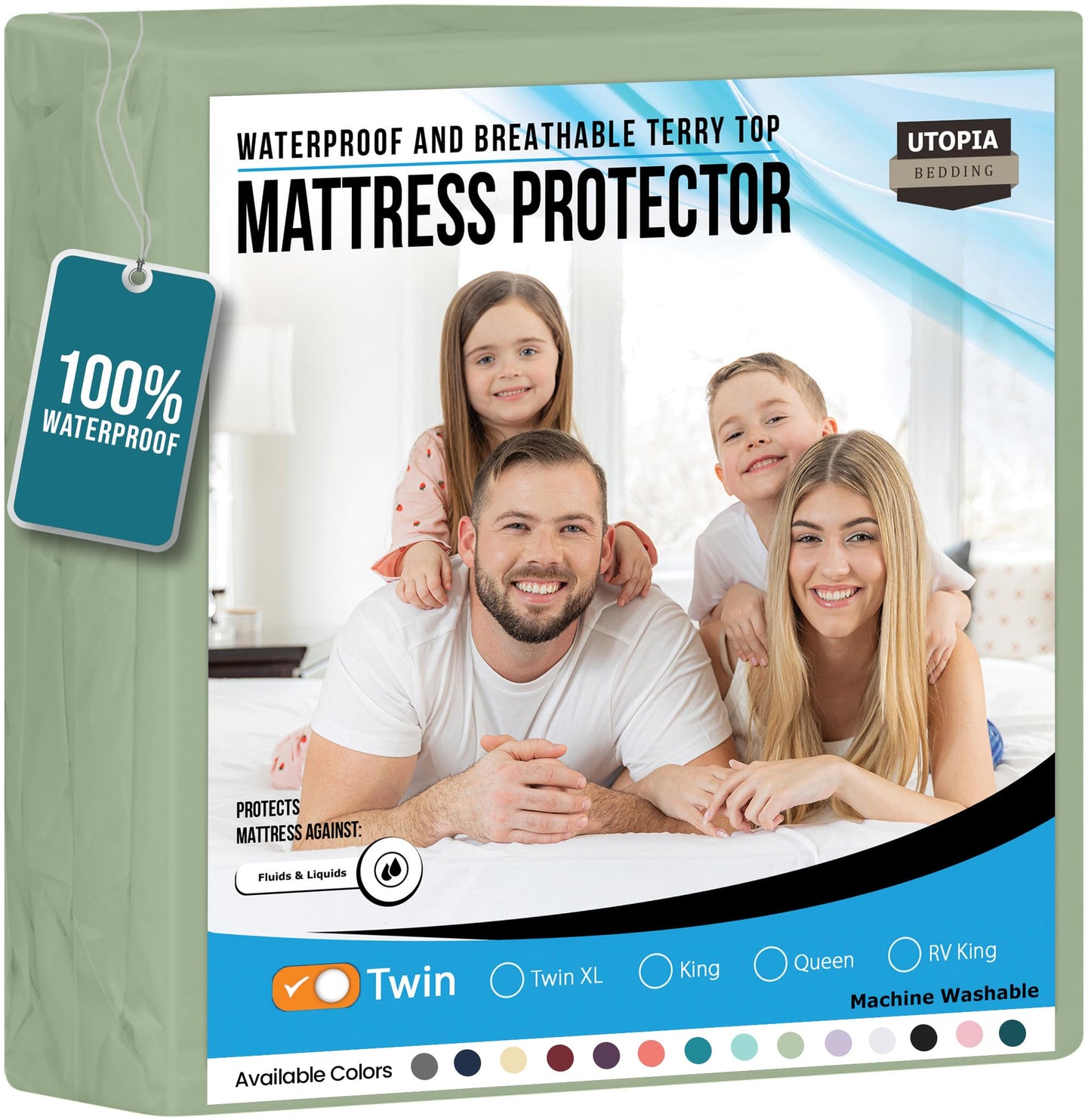 Utopia Bedding Waterproof Mattress Protector Twin Size, Premium Terry Mattress Cover 200 GSM, Breathable, Fitted Style with Stretchable Pockets (White)