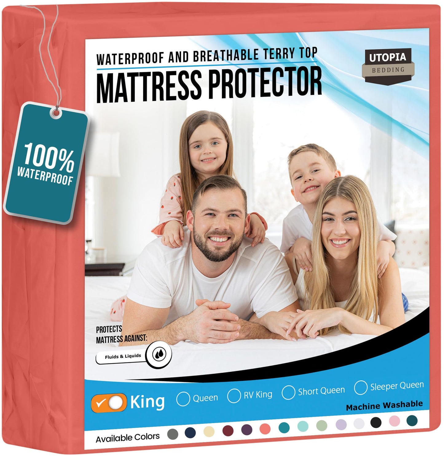 Utopia Bedding Waterproof Mattress Protector Twin Size, Premium Terry Mattress Cover 200 GSM, Breathable, Fitted Style with Stretchable Pockets (White)