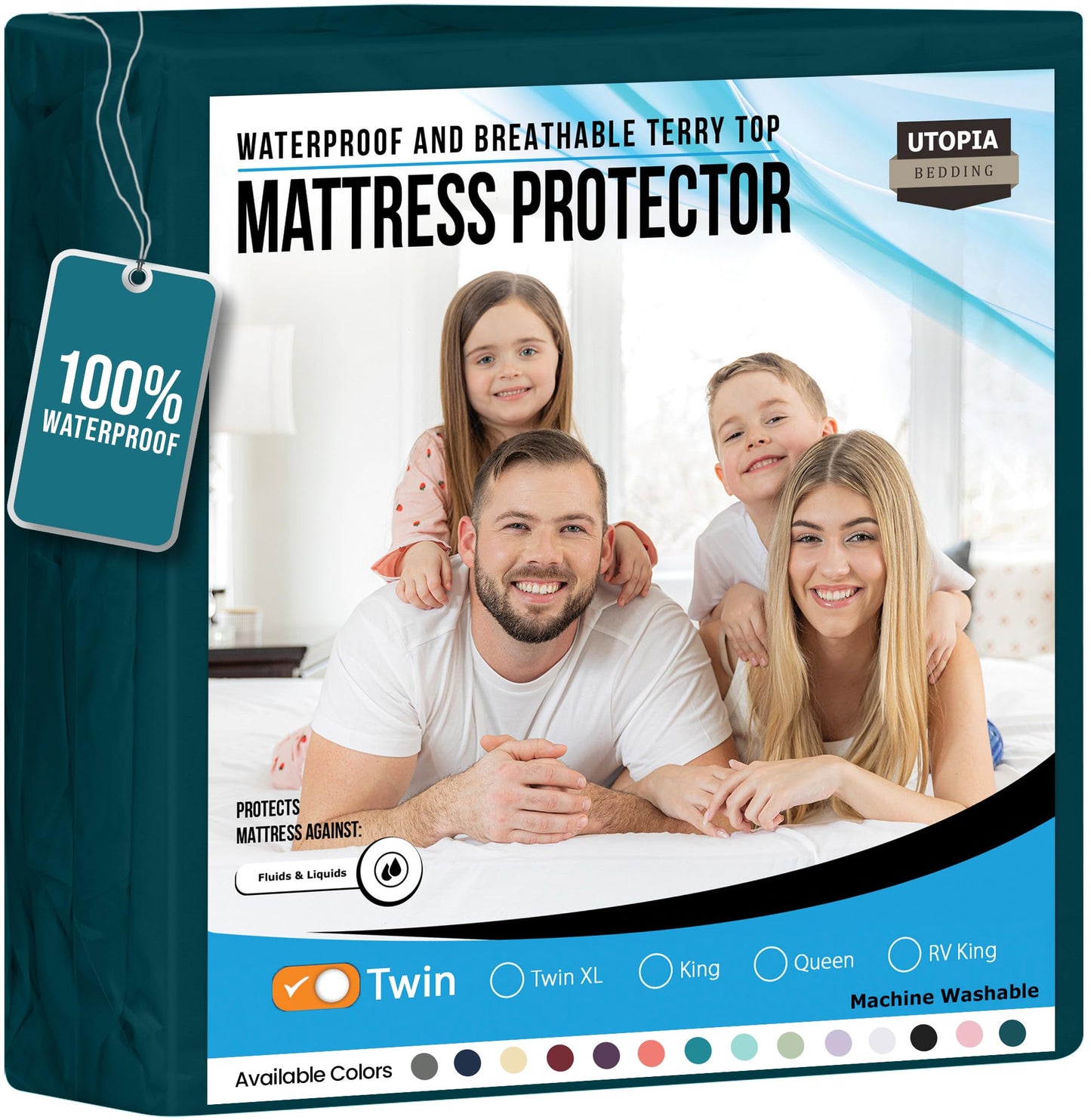 Utopia Bedding Waterproof Mattress Protector Twin Size, Premium Terry Mattress Cover 200 GSM, Breathable, Fitted Style with Stretchable Pockets (White)