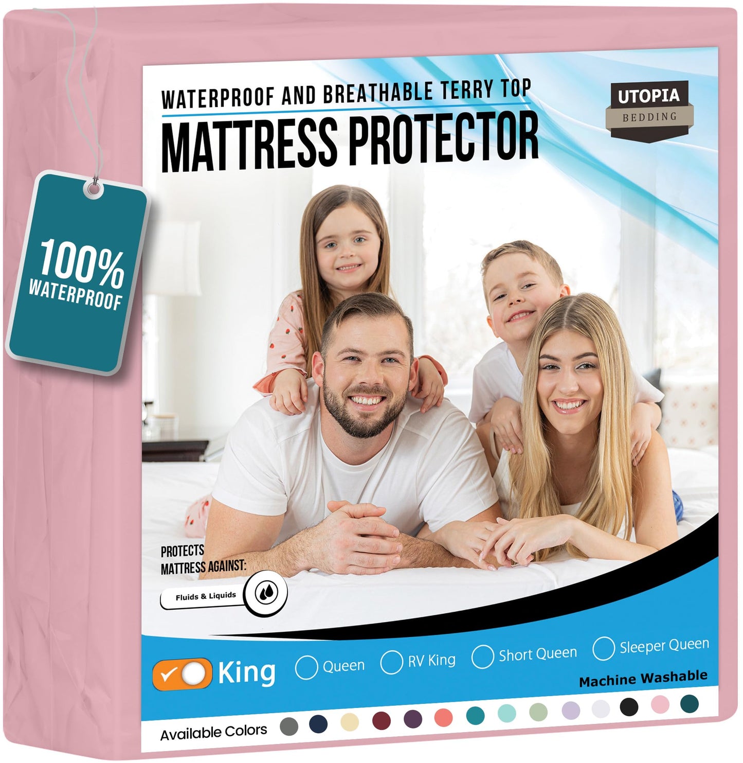 Utopia Bedding Waterproof Mattress Protector Twin Size, Premium Terry Mattress Cover 200 GSM, Breathable, Fitted Style with Stretchable Pockets (White)