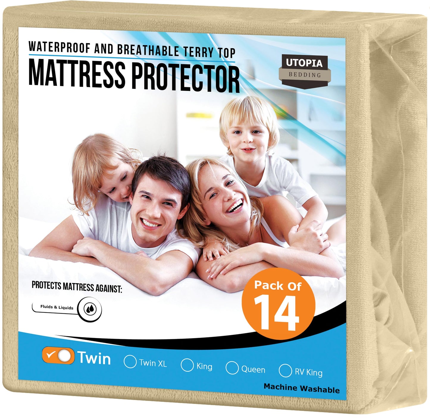 Utopia Bedding Waterproof Mattress Protector Twin Size, Premium Terry Mattress Cover 200 GSM, Breathable, Fitted Style with Stretchable Pockets (White)