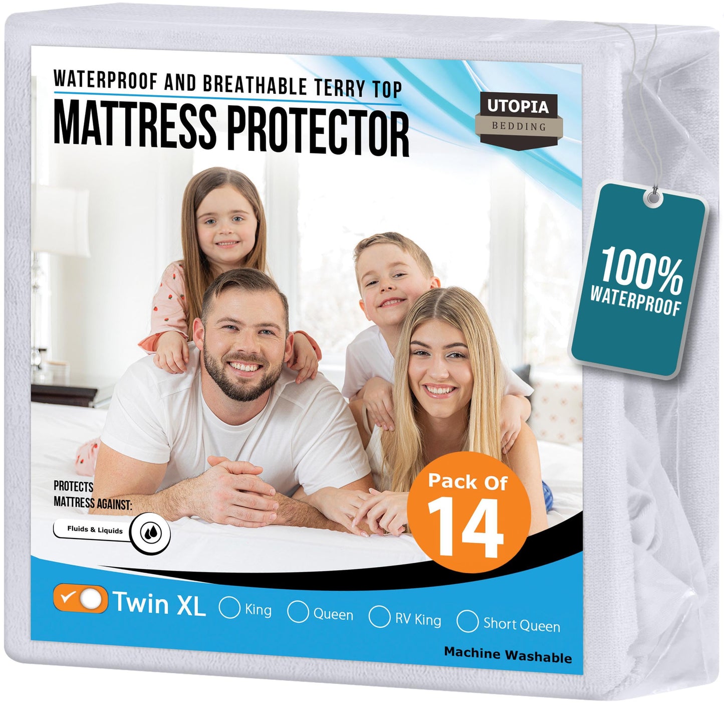 Utopia Bedding Waterproof Mattress Protector Twin Size, Premium Terry Mattress Cover 200 GSM, Breathable, Fitted Style with Stretchable Pockets (White)