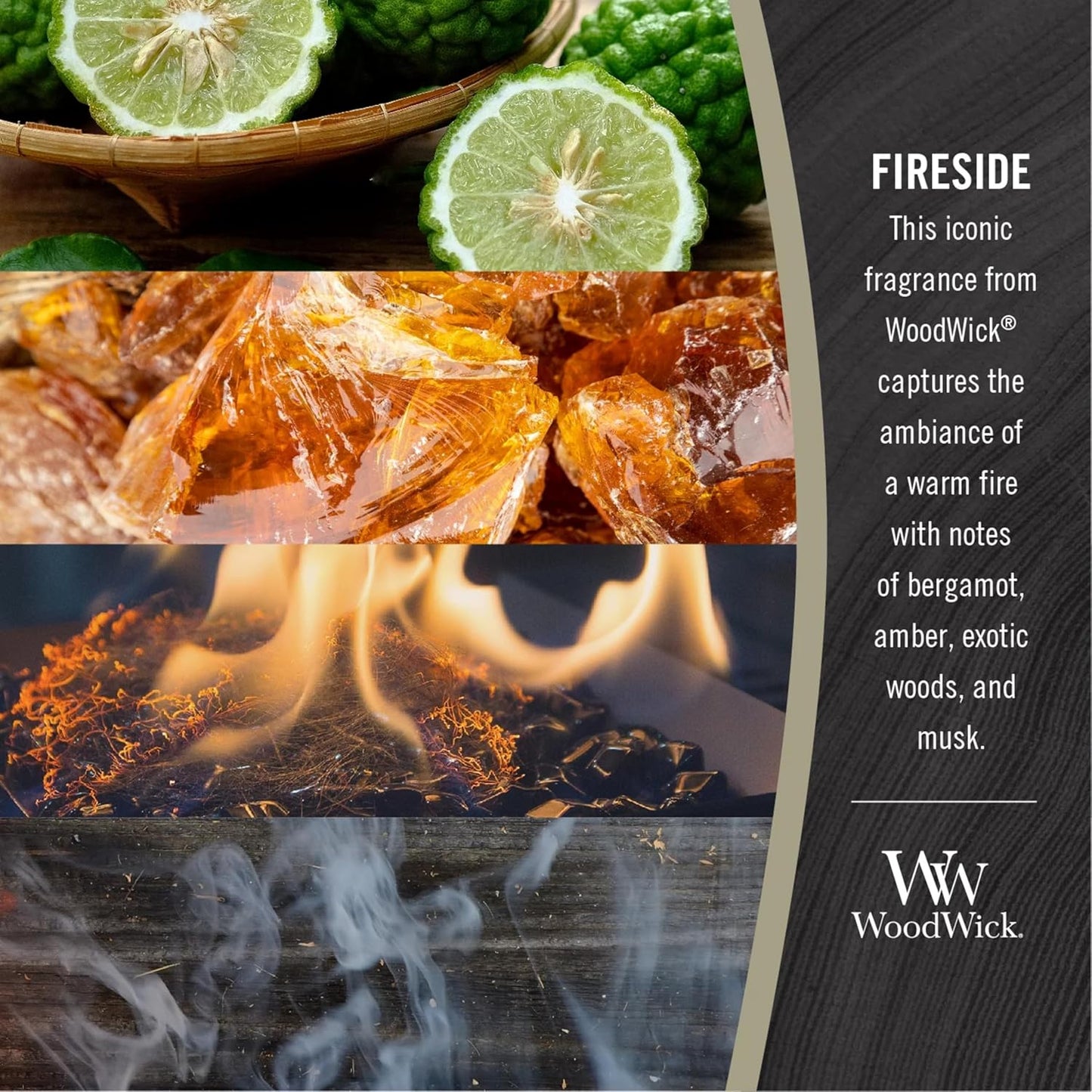 WoodWick Large Hourglass Fireside Candle, Premium Soy Blend Wax, Crackles as it burns, Perfect for Gifting, 21oz