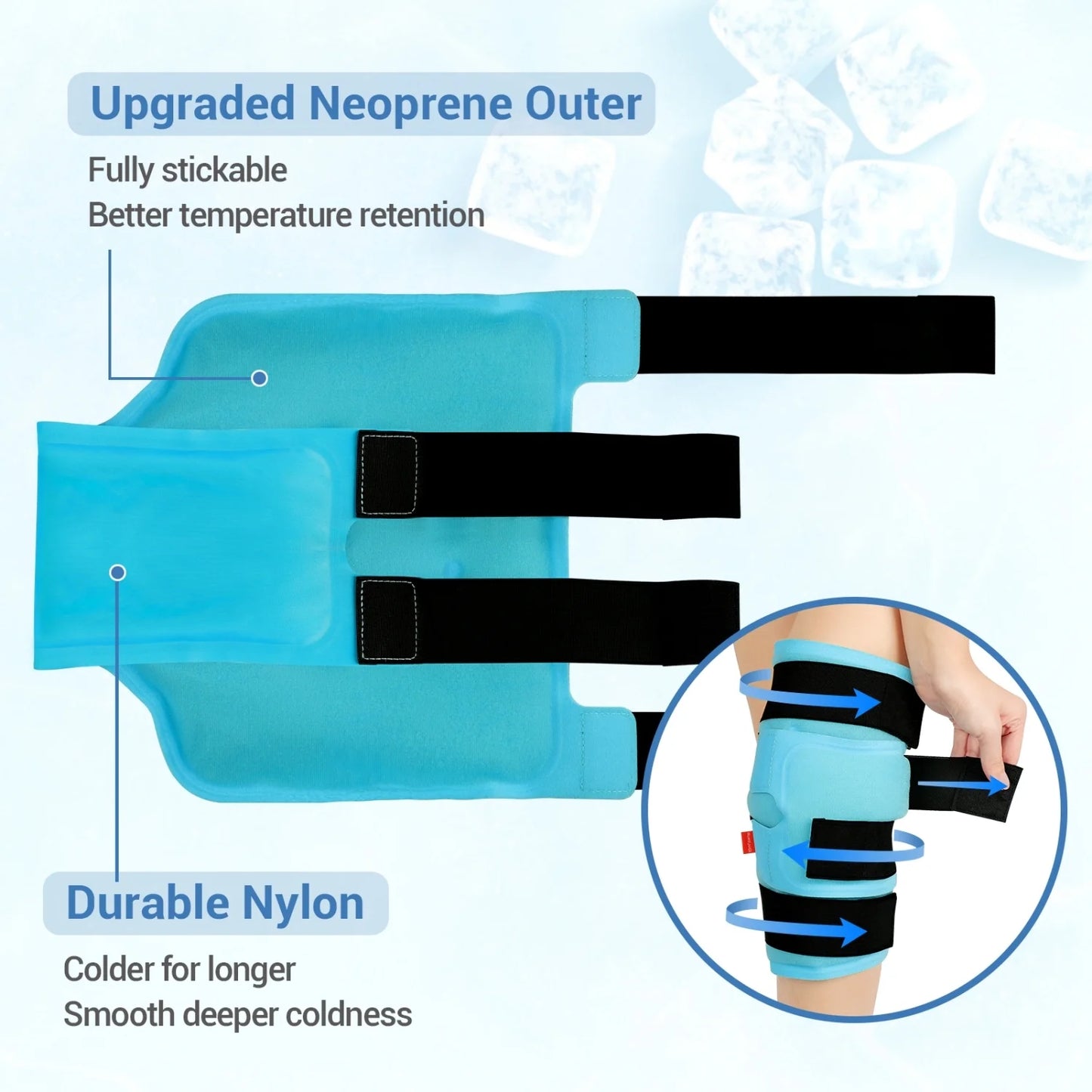 Large Ice Pack for Knee Pain Relief, Reusable Cold Therapy Knee Wrap for Injuries, Swelling