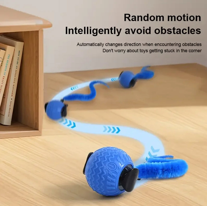 2025 New Speedy Tail 2.0 Cat Toy, Interactive Cat Toy for Indoor Cats, Automatic Moving Cat Toy Ball, USB Rechargeable Smart Cat Toys Ball, Two Speed Adjustment, with Replacement Tail