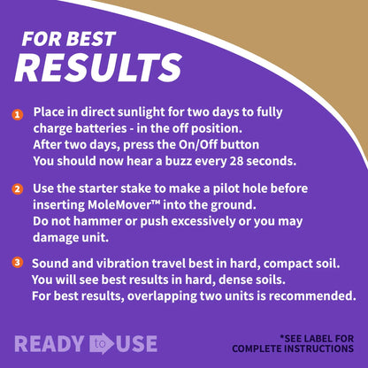 Mole Max Mole & Gopher Repeller Solar Powered Sonic Spike, 1 Unit