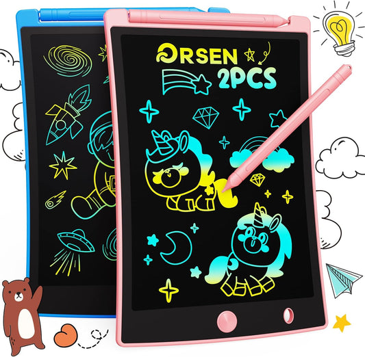 2 Pack LCD Writing Tablet for Kids, Colorful Doodle Board Drawing Pad for Kids, Toddler Easter Basket Stuffers Toy Gifts for Age 3 4 5 6 7 8 Year Old Girls Boys
