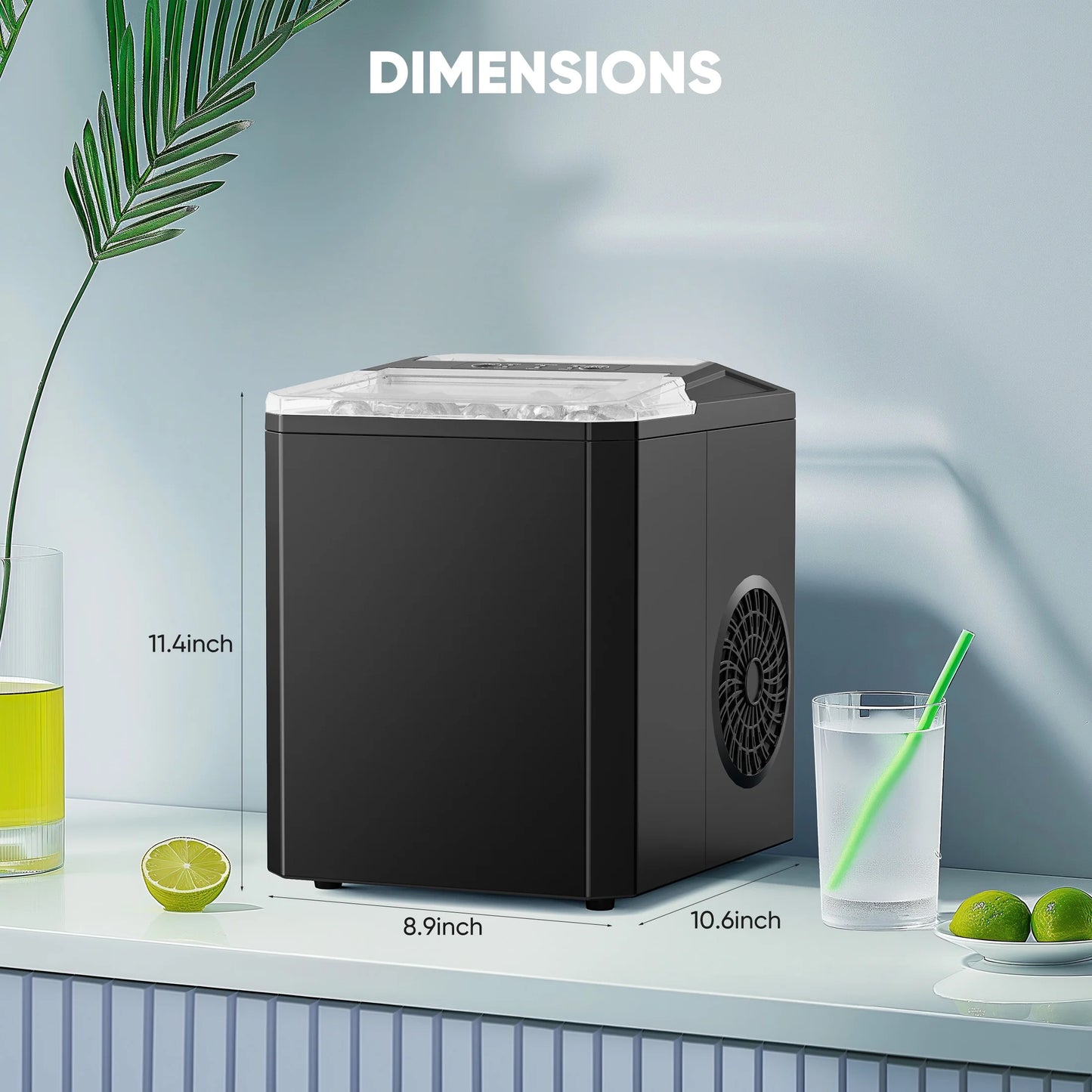 Countertop Ice Maker,9 Cubes in 6 Minutes, Self-Cleaning, with Ice Basket & Scoop, 26Lbs/24H,Black