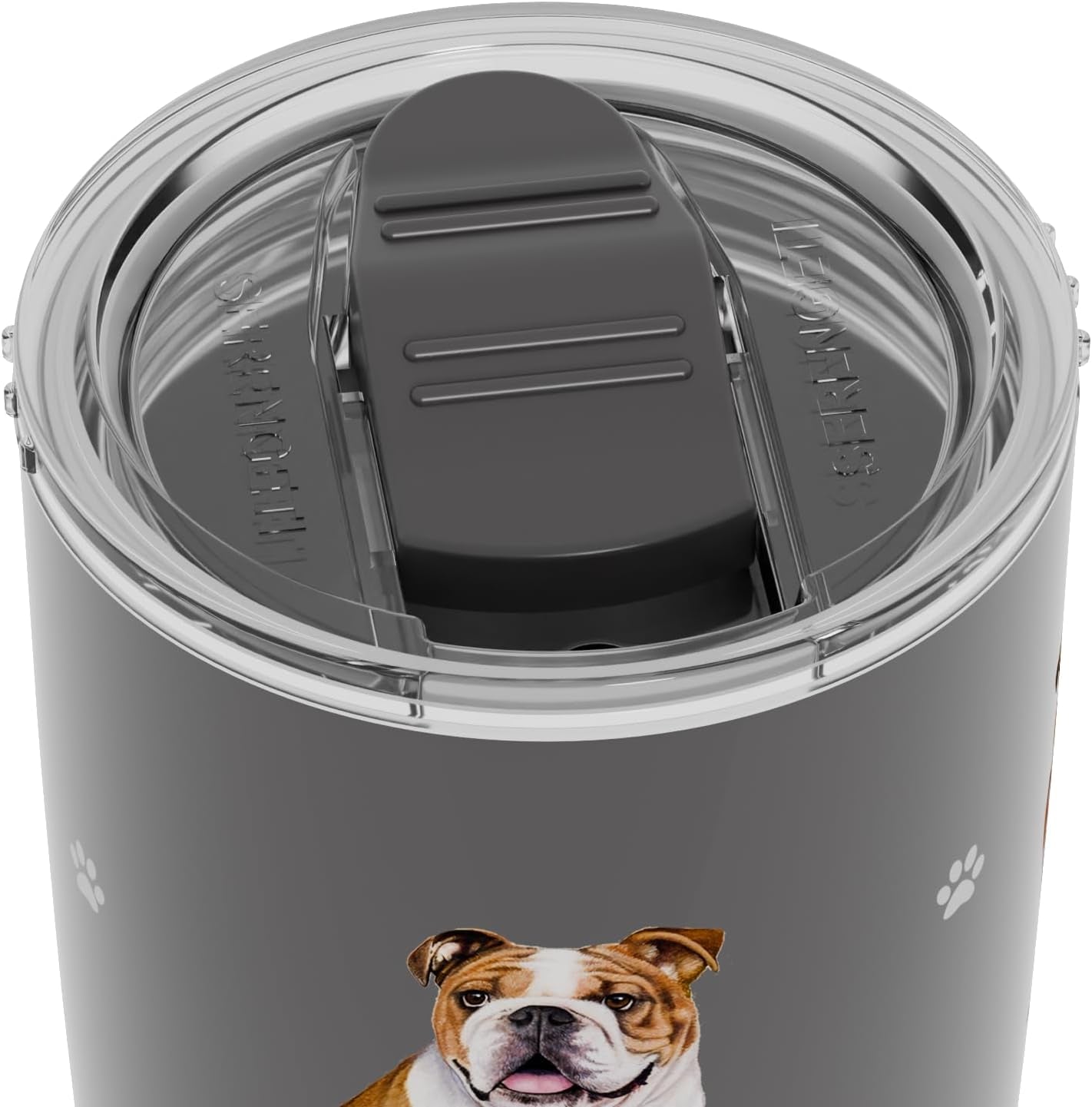 Bulldog 20 Oz. Stainless Steel, Vacuum Insulated Tumbler with Spill Proof Lid - 3D Print - Insulated Travel Mug for Hot or Cold Drinks (Bulldog Tumbler)