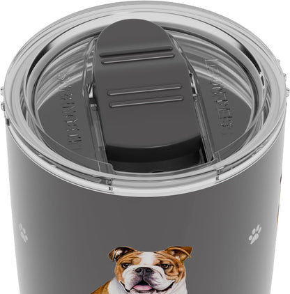 Bulldog 20 Oz. Stainless Steel, Vacuum Insulated Tumbler with Spill Proof Lid - 3D Print - Insulated Travel Mug for Hot or Cold Drinks (Bulldog Tumbler)