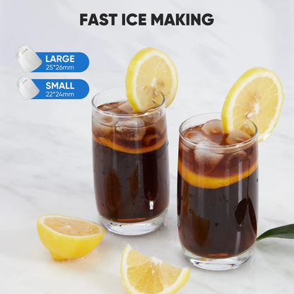Countertop Ice Maker,9 Cubes in 6 Minutes, Self-Cleaning, with Ice Basket & Scoop, 26Lbs/24H,Black